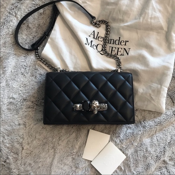 💥SOLD💥 ALEXANDER MCQUEEN QUILTED JEWELED SATCHEL - Picture 11 of 12